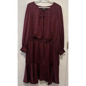 Sam Edelman Women’s size 2X A-line Smocked Waist Mini Dress Burgundy Satin
